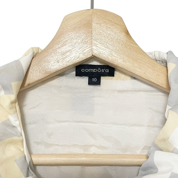 Compos'd Jacket Pastel Geometric Print Balloon Sleeve Lightweight‎ Windbreaker - Picture 3 of 6